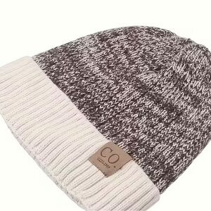 New Two-Tone Brown Knit Beanie #338